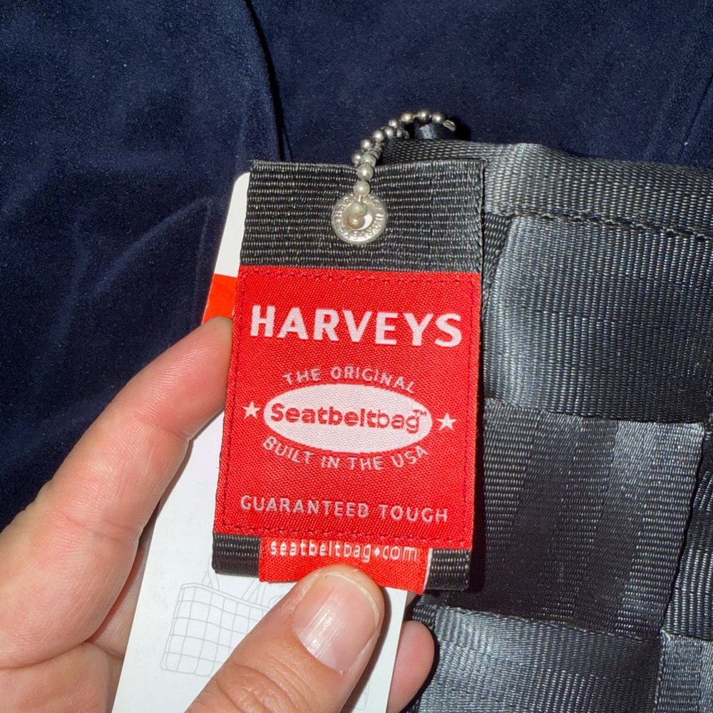 **Rare** Harveys Black Woven Tote with Red Brand Tag - Picture 2 of 13